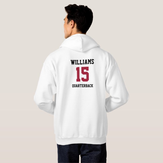Idrottsspelare röd och svart hoodie (Hel baksida)