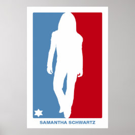 Idrottsstjärnans Bat mitzvah Poster i rött och blå