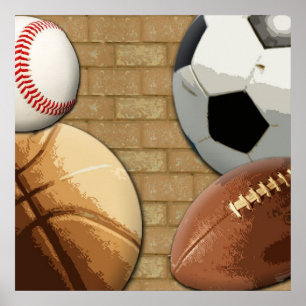 Idrottsstjärnor, basket/fotbollsspelare/fotboll poster