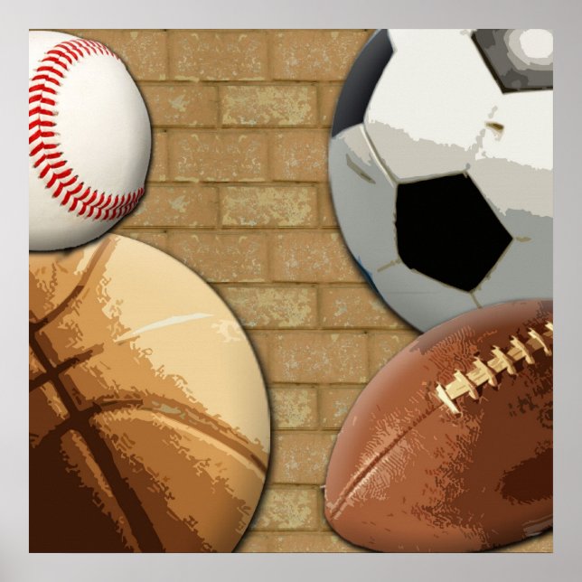 Idrottsstjärnor, basket/fotbollsspelare/fotboll poster (Framsidan)