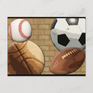 Idrottsstjärnor, basket/fotbollsspelare/fotboll vykort