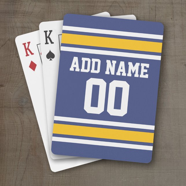 Idrottsteamet Jersey med eget namn och nummer Spelkort (Personalized Playing Cards - Sports Jersey Design)