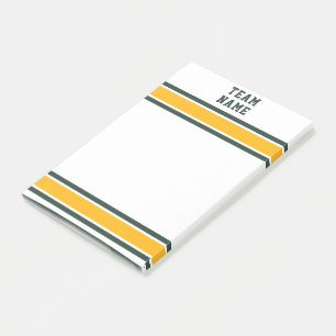 Idrottsteamet Namn Grönt & Guld med White Rand Post-it Block