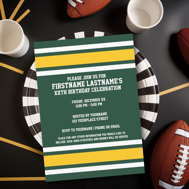 Idrottsteamets eget namn Jersey Inbjudningar (Birthday Party Invitation - Sports Theme - Football Party Invitation)