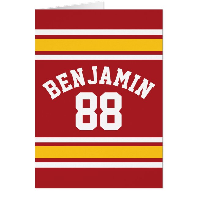 Idrottsteamets fotbollsnummer Jersey-nummer Hälsningskort (Framsidan)