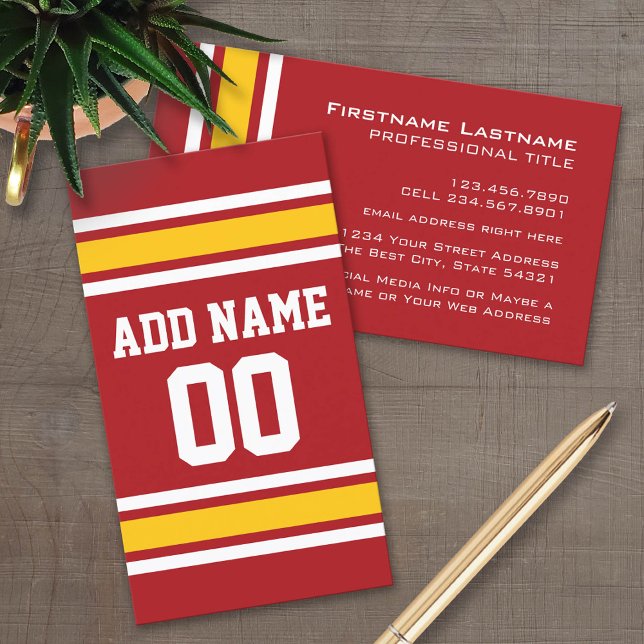 Idrottsteamets fotbollsnummer Jersey-nummer Visitkort (Custom Business Card Template)