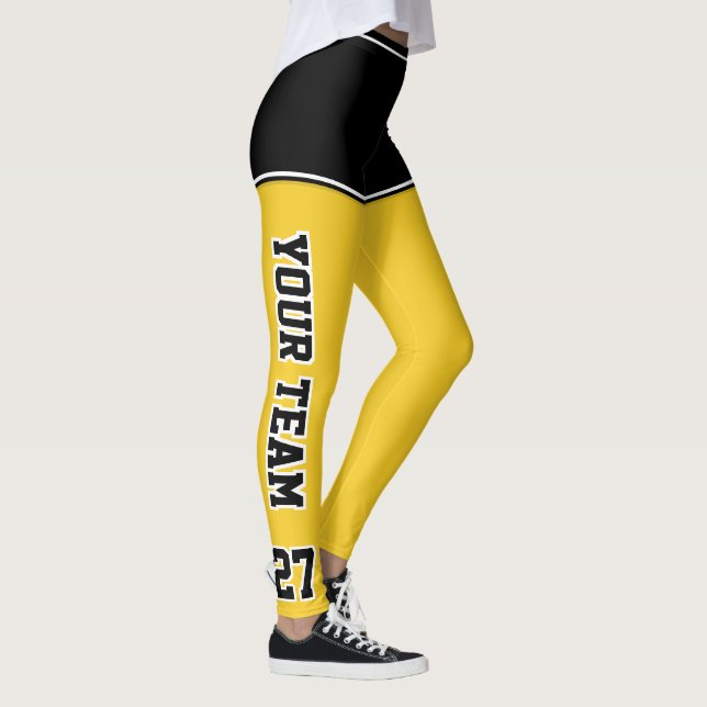 Idrottsteamnummer Namn Black Gult Kort Leggings (Höger)
