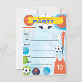 idrottstema, födelsedagsfest inbjudan