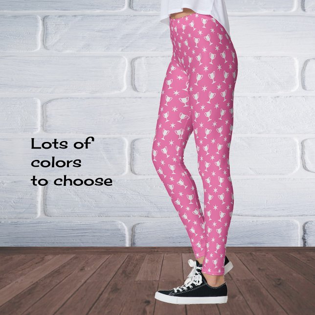 Idrottstematroféstjärnor symbol mönster rosa leggings (Skapare uppladdad)