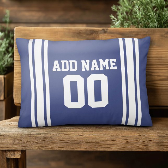 Idrottstexten Jersey Namn Number Text på Back Blue Prydnadskudde (Custom Pillow)