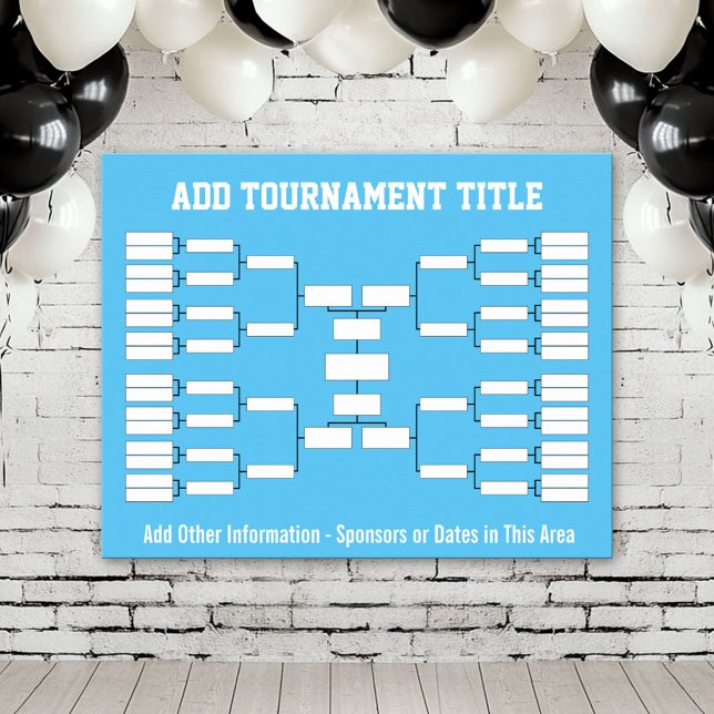 Idrottsturnering - Blå 32 lag Poster (Custom Tournament Bracket Poster)