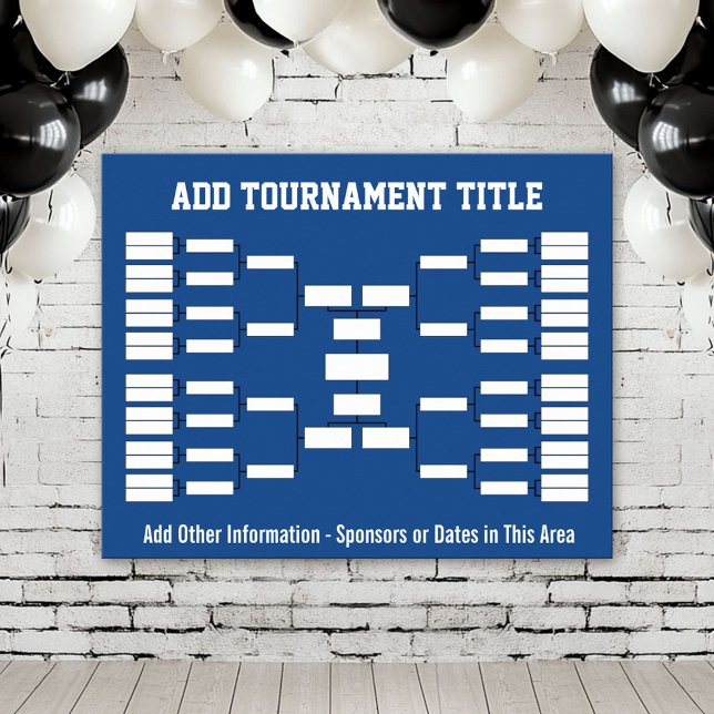 Idrottsturnering - Blå 32 lag Poster (Custom Tournament Bracket Poster)