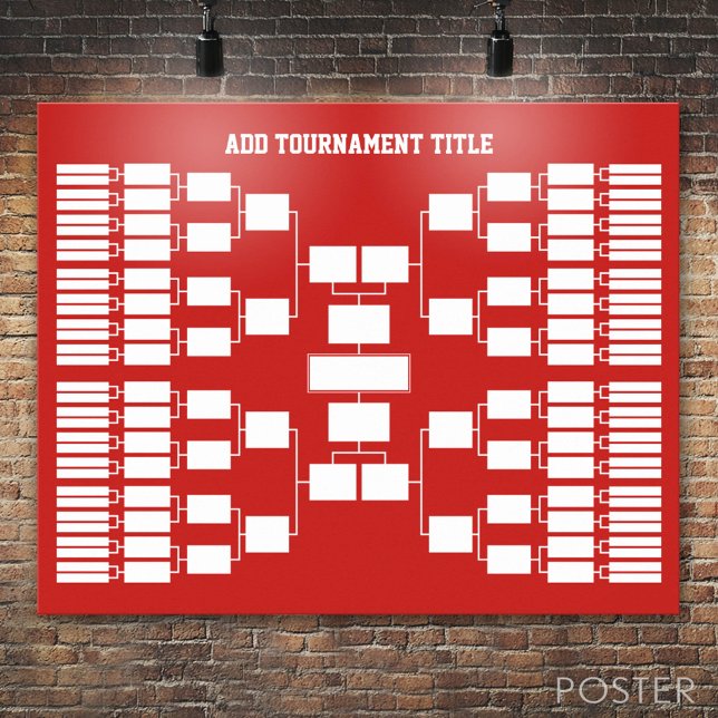 Idrottsturnering för 64 team röd poster (Custom Tournament Bracket)