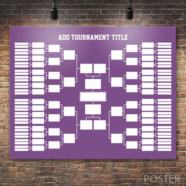 Idrottsturnering för lila av 64 team poster (Custom Tournament Bracket)