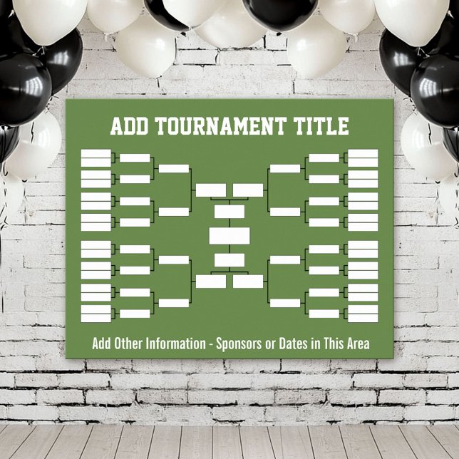 Idrottsturnering - Grönt 32-team Poster (Custom Tournament Bracket Poster)