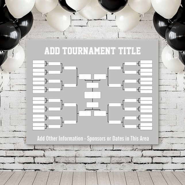 Idrottsturnering - Silver Grått 32-lag Poster (Custom Tournament Bracket Poster)