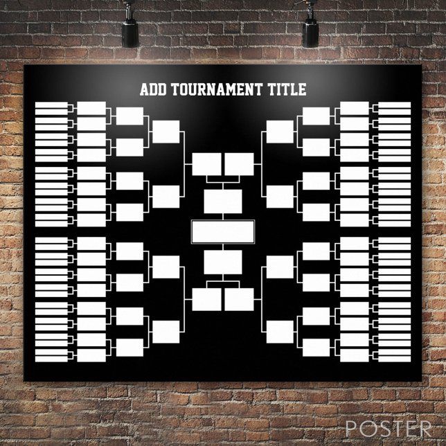 Idrottsturneringspaket för 64 team svart poster (Custom Tournament Bracket)
