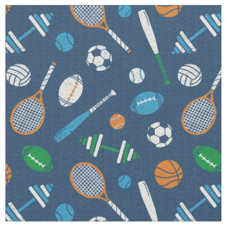 Idrottsutrustning på mörk blått tyg