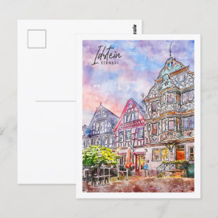 Idstein Tyskland Travel Ställe Watercolor Vykort
