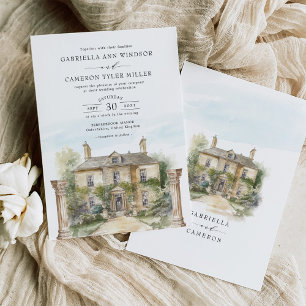 Idyllic English Manor Classic Destination Wedding Inbjudningar