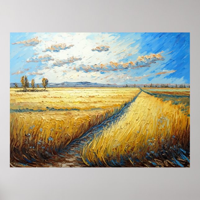 Idyllic Golden Wheat Fält Meadow Poster (Framsidan)