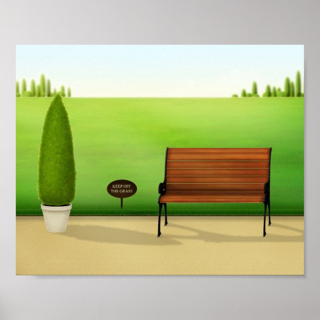 idyllisk parkscen med Behållan av Grass-skylten Poster (Framsidan)