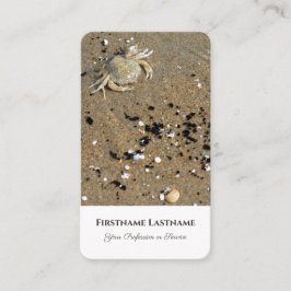 Idyllisk sandstrand med krabbliv tränar expert visitkort