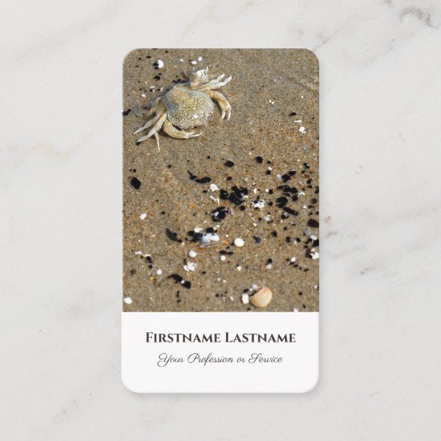 Idyllisk sandstrand med krabbliv tränar expert visitkort (Framsida)