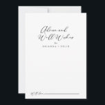 Idyllisk Snyggt Kalligrafi Bröllop well Önskemål Rådkort<br><div class="desc">Detta idylliska snyggt-calligraphy bröllop well önskemål-rådgivningskort är perfekt för ett rustiskt bröllop. Den enkla och elegant designen har skript av typen klassisk och finare i svartvitt. De här korten är perfekter för bröllop, möhippa, babydusch, studentfest och mycket mer. Anpassa korten med namn från bruden och brudgummen, blivande föräldrar eller student....</div>