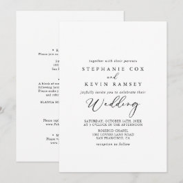 Idyllisk Stilfull Kalligrafi Fram- och Baksida Brö Inbjudningar