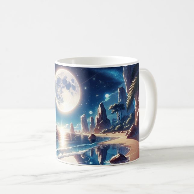 Idyllisk svartmålning med månbelyst persikor kaffemugg (Framsida höger)