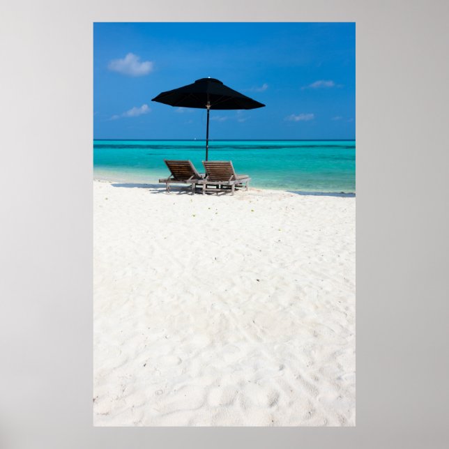 Idyllisk tropisk strand på Maldiverna Poster (Framsidan)