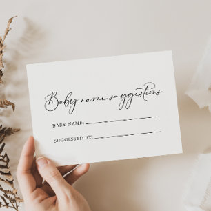Idylliskt Calligraphy Baby Namn förslagskort Visitkort