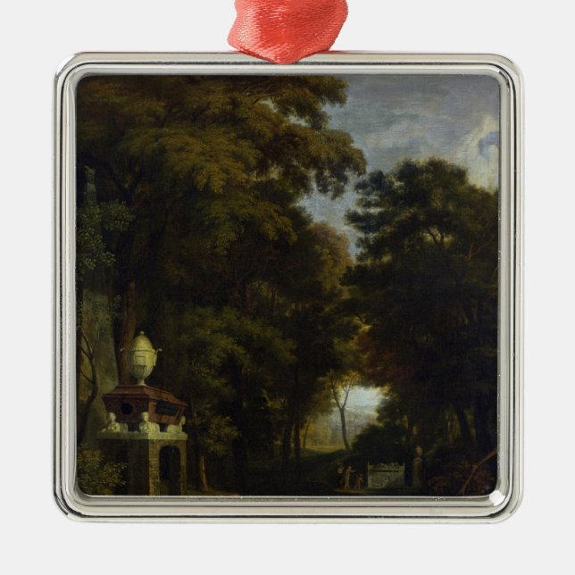 Idylliskt landskap julgransprydnad metall (Framsidan)