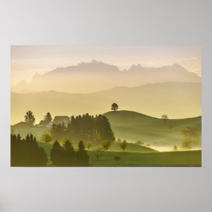 Idylliskt landskap Schweitz, Säntis Poster