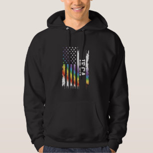 Ie Ca United Stater Distress Rainbow w US Flagga Hoodie