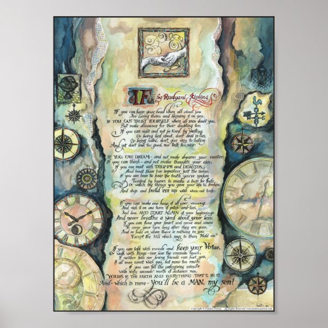 "IF" av Rudyard Kipling - Kalligrafi Poster (Framsidan)