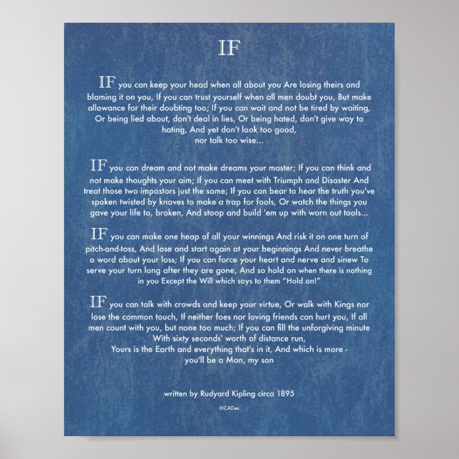 IF Citat från Rudyard Kipling 1895 om Denim Poster (Framsidan)