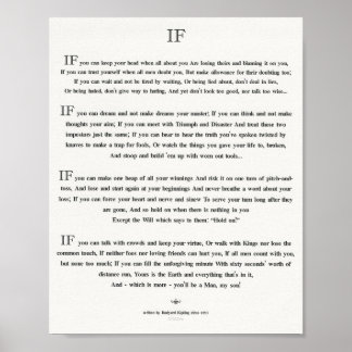 IF Citat från Rudyard Kipling 1895 på White Linen Poster