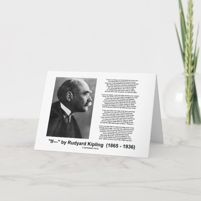 "If—" Dikt by Rudyard Kipling Kort (Framsida)
