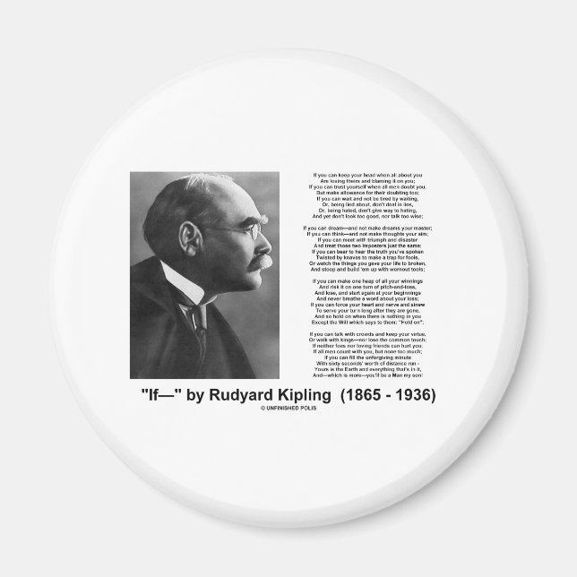 "If—" Dikt by Rudyard Kipling Magnet (Framsidan)