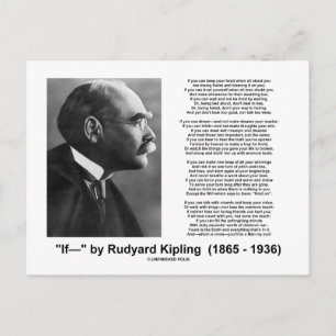 "If—" Dikt by Rudyard Kipling Vykort