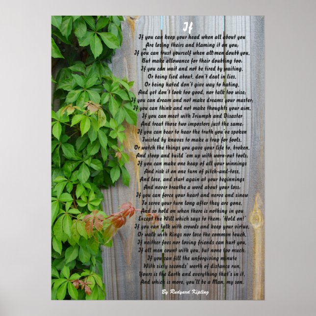 IF, Dikt per Rudyard Kipling poster (Framsidan)
