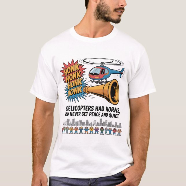 If Helicopters Had Horns – Funny Helicopter Pilot  T Shirt (Framsida)