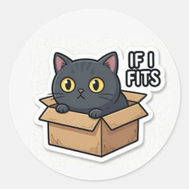 If I Fits I Sits Cat Sticker Funny Meme Cute Cat   Runt Klistermärke