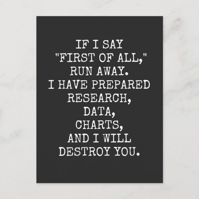 If I say First of all, run away, Helg Vykort (Framsida)