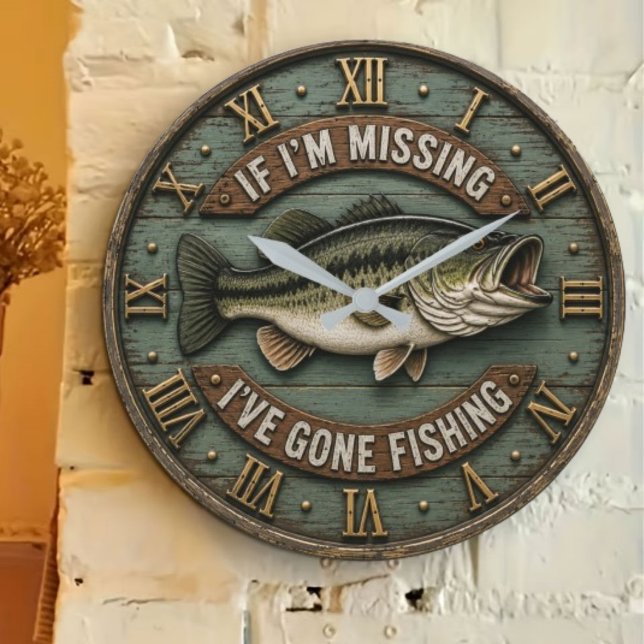  If I'm Missing I've Gone Fishing Fisherman Gift Stor Klocka (Skapare uppladdad)