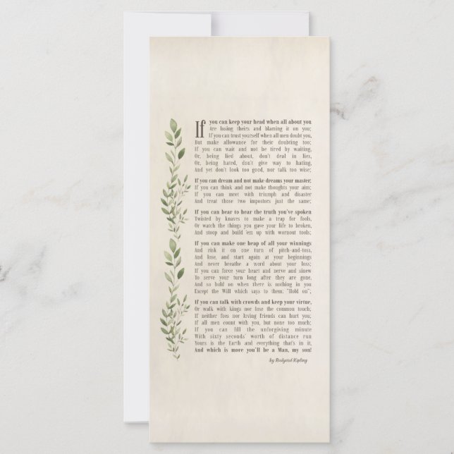 IF, Inspired dikt av Rudyard Kipling- unge man (Framsida)