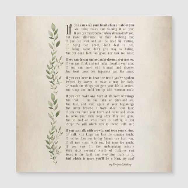 IF, inspirerad dikt av Rudyard Kipling (Framsida)