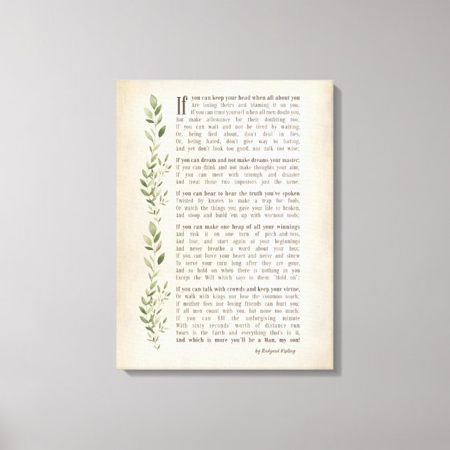 IF, inspirerad dikt av Rudyard Kipling Canvastryck (Framsida)